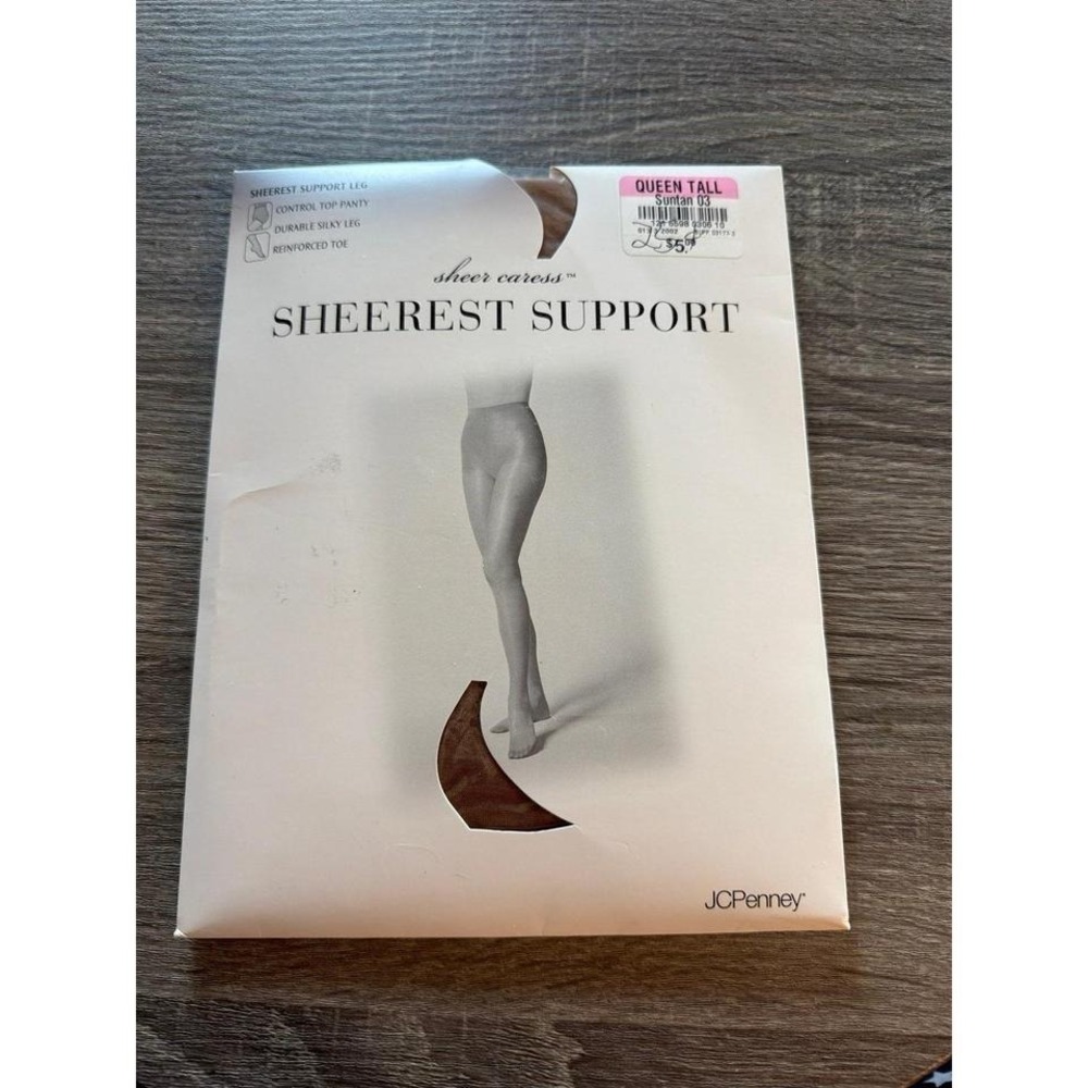 Sheer Caress Sheerest SupportPantyhose JC Penney Queen Tall Copper Suntan 03
